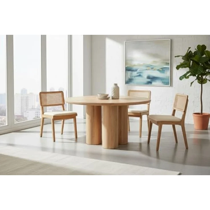 riess-ambiente Esstisch Art DECO 140cm natur Mangoholz, Säulenfüße, Unikat, massiv, rund (Einzelartikel, 1-St), Moderner Küchentisch - ideal für Ess- und Wohnzimmer oder Wohnküche – Bild 5