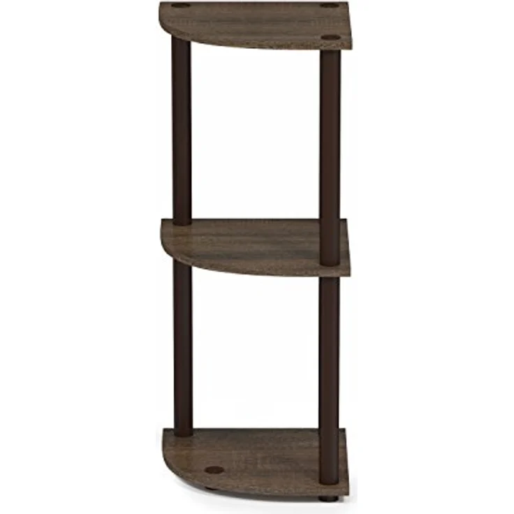Furinno kompaktes Eck-Mehrzweck-Regal mit 3 Ebenen, holz, Walnuss/Braun, 29.46 x 29.46 x 75.18 cm – Bild 5