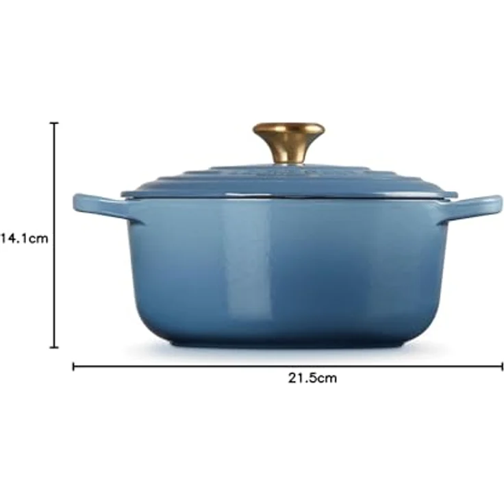 Le Creuset Signature Gusseisen-Bräter mit Deckel, Ø 20 cm, Rund, Für alle Herdarten und Induktion geeignet, Volumen: 2,4 l, 3,092 kg, Chambray, 21177204344441 – Bild 8