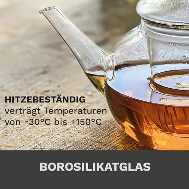 Creano Teekanne Creano Teekanne aus Glas 0,8l - Glasteekanne mit Glas-Sieb und Deckel, 1x Glasteekanne mit Glassieb – Bild 7