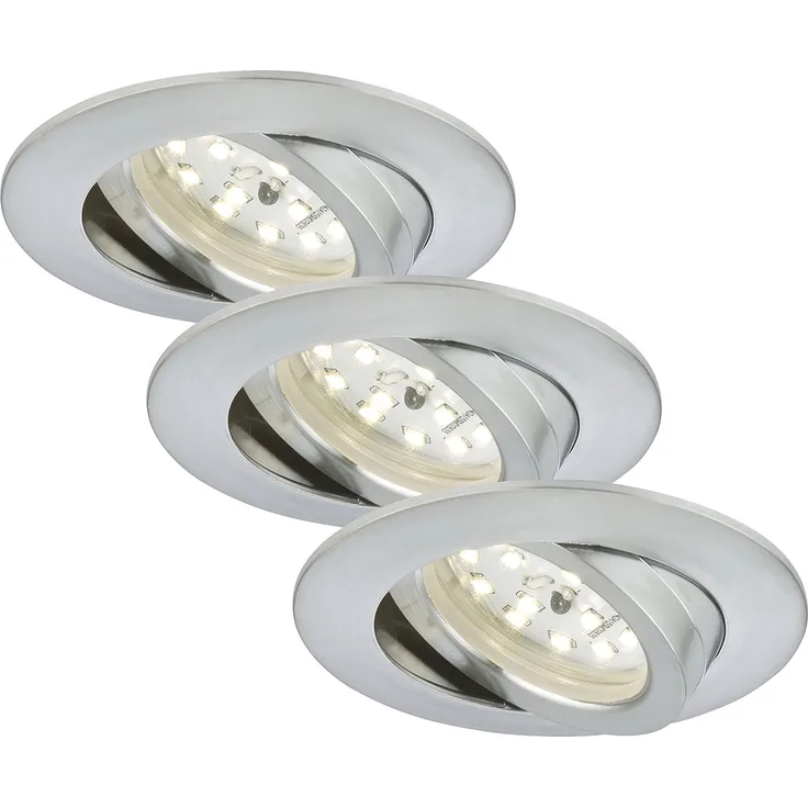 Briloner 3er Set LED Einbauleuchten Attach alu Ø 8,2 cm
