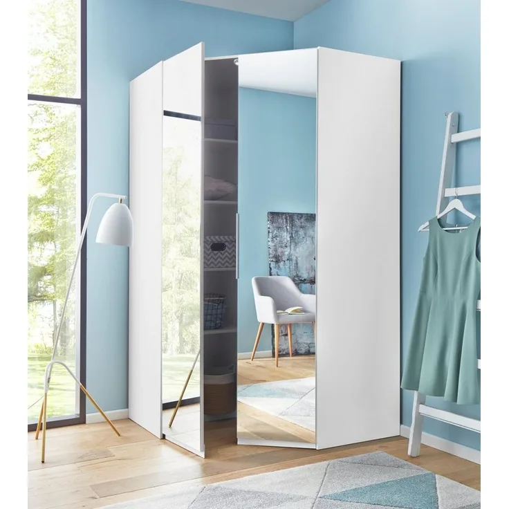 Eckschrank Level Kleiderschrank 120x120cm Ausführung weiß Spiegel 2-türig