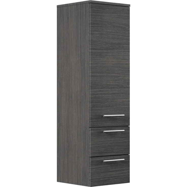 Hochschrank 120 cm anthrazit gemasert mit Glaseinlagen : Anthrazit gemasert – Bild 1