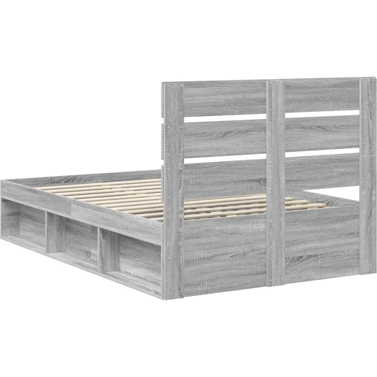 vidaXL Bettrahmen Graues Sonoma 120 x 200 cm Massives Kiefernholz 3411765 – Bild 8