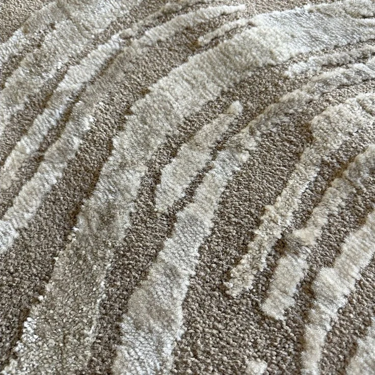 Vimoda Teppich Wellenmuster, modernerer Design, dicht & weich, Rechteckig, Höhe: 11 mm, Uni, Läufer Taupe, 3D Effekt, Wohnzimmer, Schlafzimmer – Bild 3