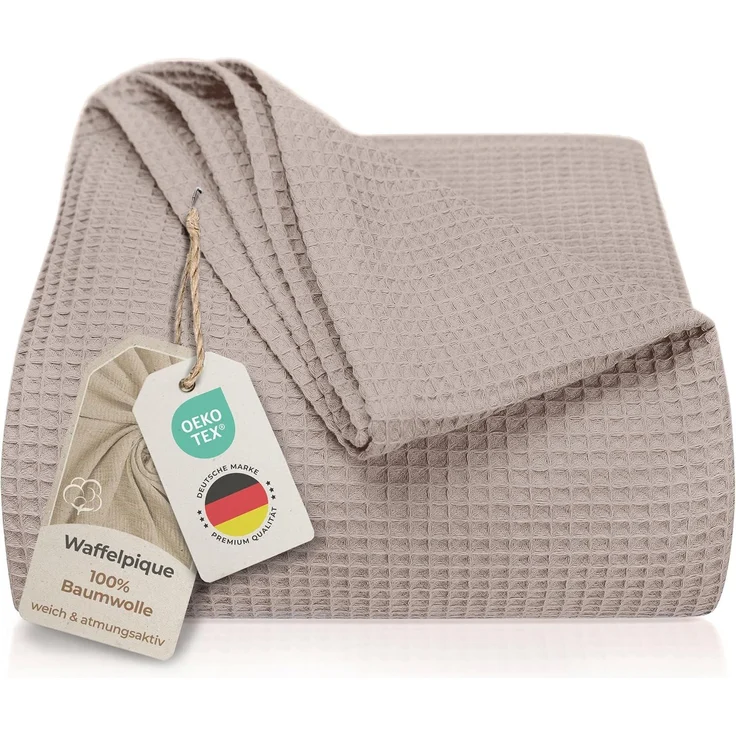 Laynenburg Tagesdecke Waffelpique aus 100% Baumwolle – Baumwolldecke, Kuscheldecke, Wohndecke als Sommerdecke, Bett-Überwurf, Couch-Überwurf, Sofa-Decke