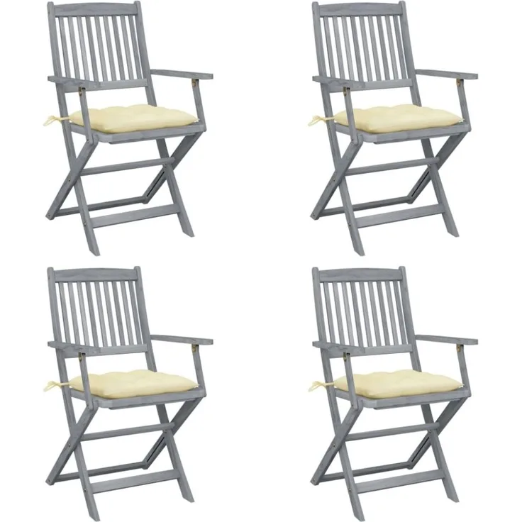 vidaXL Klappbare Gartenstühle 4 Stk. mit Kissen Massivholz Akazie 3064526