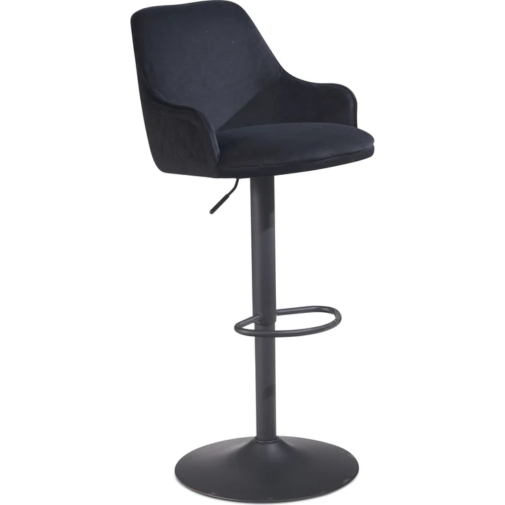 FineBuy Barhocker Samt Hocker mit Lehne 86 - 106 cm, Küchenhocker Höhenverstellbar Modern 100 kg, Barstuhl Tresenhocker mit Metall-Trompetenfuß, Bistrohocker Gepolstert mit Armlehne – Bild 6
