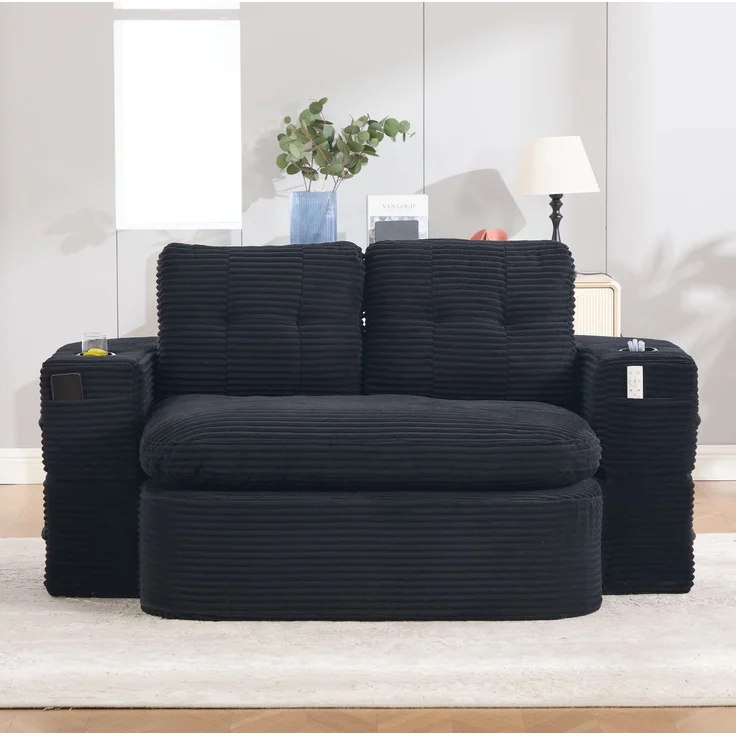 Schlafsessel 165cm×97cm×61cm 2-in-1 mit Liegefunktion und Getränkehaltern – Bild 5