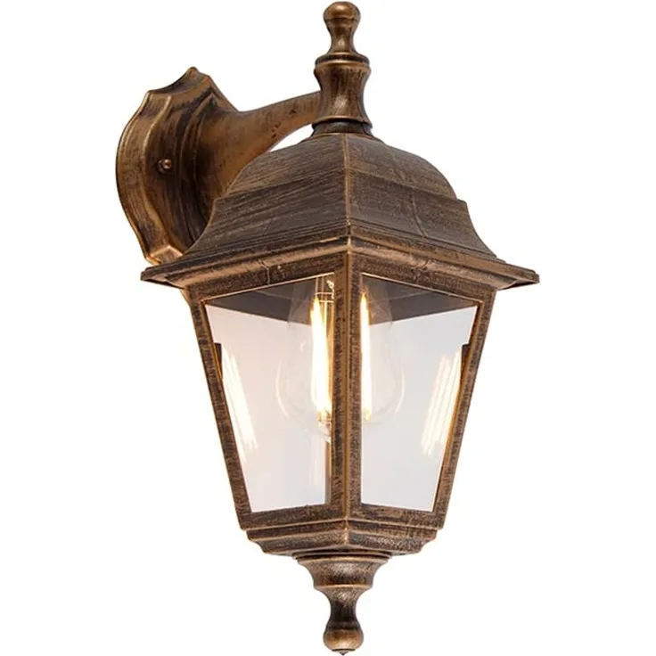 Qazqa Außen-Wandleuchte Capital, ohne Leuchtmittel, E27, Gold/Messing, Klassisch / Antik, Kunststoff, 1-flammig