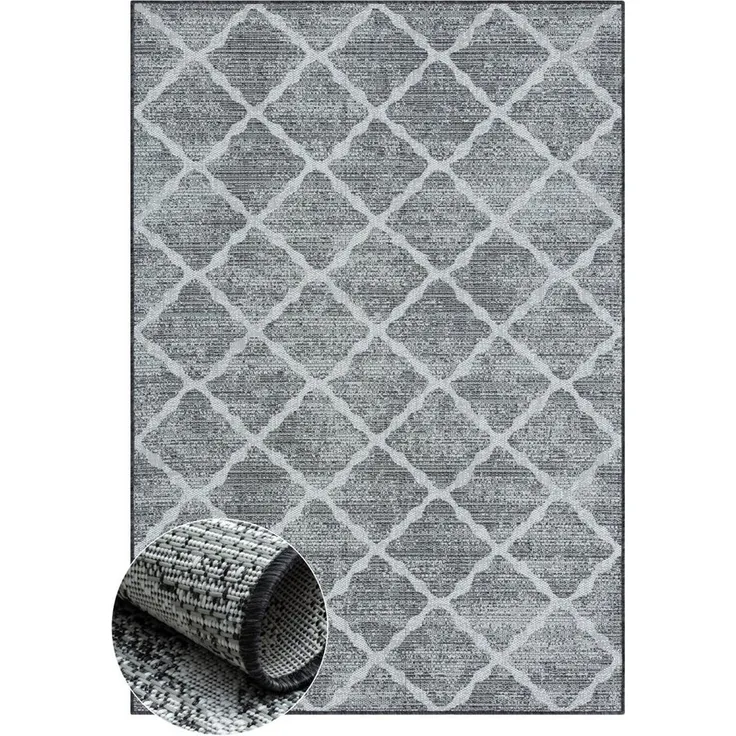Wohnando Teppich MY-RUG Outdoor-Teppich "Bonnie" 160x100 cm, grau, rechteckig, Höhe: 6 mm, mit modernem Muster, für Terrasse oder Balkon