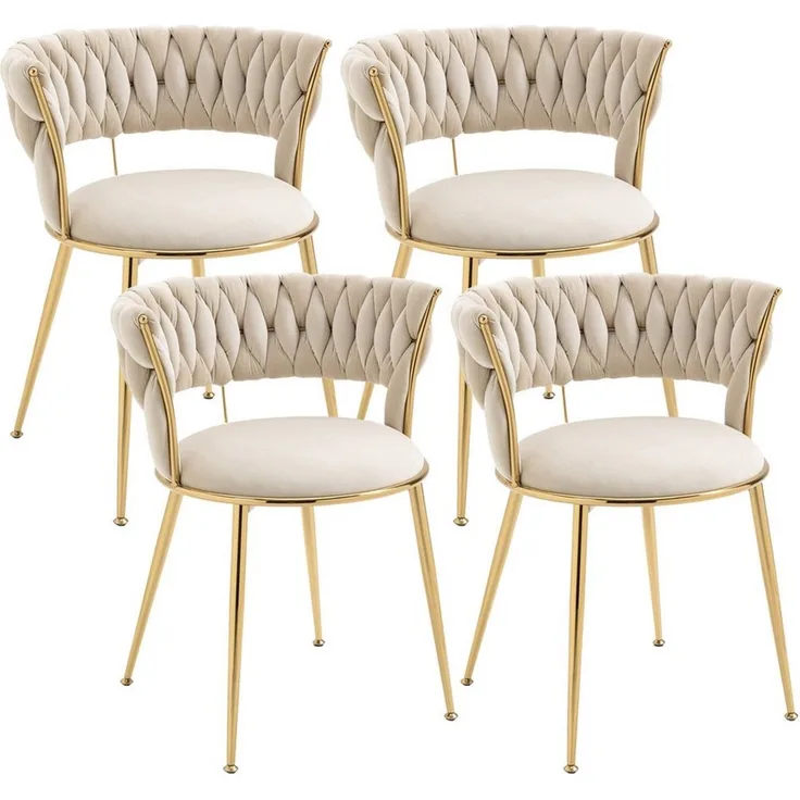 LVHOM Esszimmerstuhl Luxuriöse Samt-Stühle 2er-/4er-/6er-Set mit Rückenlehne & Metallbeine (Goldene Stuhlbeine & Rahmen, Geflochtener Stil, mehrere Farboptionen, 4 St), für höchsten Komfort und stilvolles Design für Ihr Zuhause