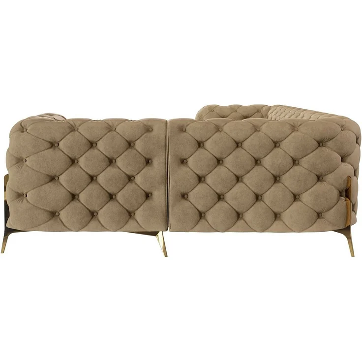S-Style Möbel Ecksofa Chesterfield Ashley mit Goldene Metall Füßen, Die Eckeinheit kann entweder rechts- oder linkshändig sein, mit Wellenfederung – Bild 2