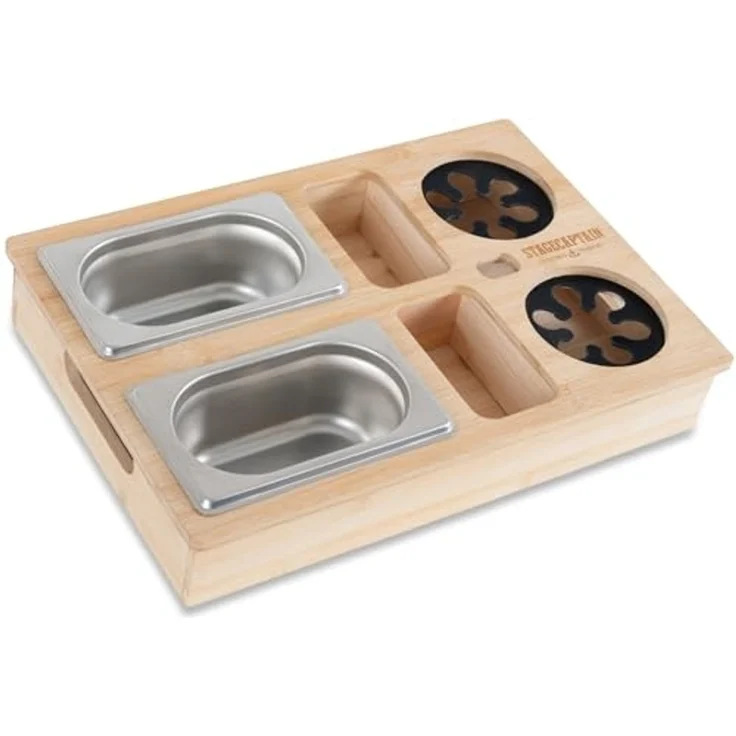 Stagecaptain Tablett CBW-45 NT Couchbar aus nachhaltigem Bambus für Wohnzimmercouch, (praktische Griff-Aussparungen), 7 Staufächer für z. B. Snacks und Getränke sowie Flaschenöffner – Bild 2