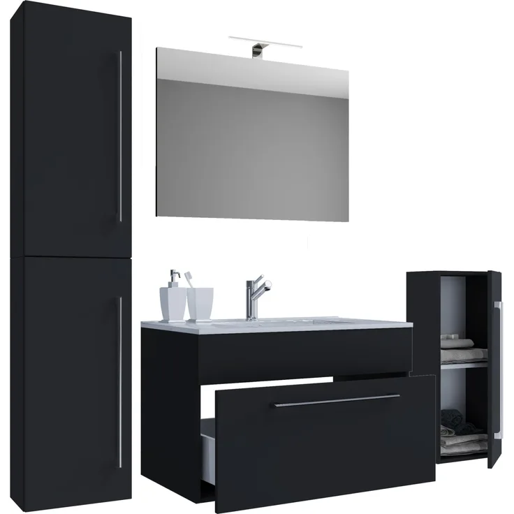 Nywo Bad Möbel Set Waschbecken Unterschrank Wandspiegel Badezimmer Waschtisch