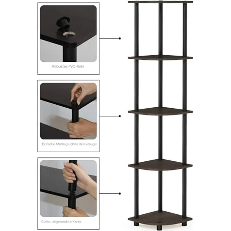 Furinno 5-Tier-Ecke Mehrzweck-Display Regale, Braun – Bild 8