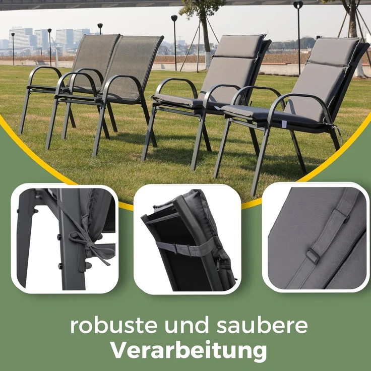 Albatros International Stuhlkissen Albatros Sitzauflage Gartenstuhlauflagen Sitzpolster, Sitzpolster Sitzkissen Outdoor Anthrazit Hochlehner Auflage UV – Bild 5
