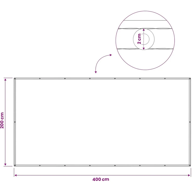 vidaXL Balkon Sichtschutz 200 x 400 cm Stoff mit PU-Beschichtung Beige 42036464 – Bild 7