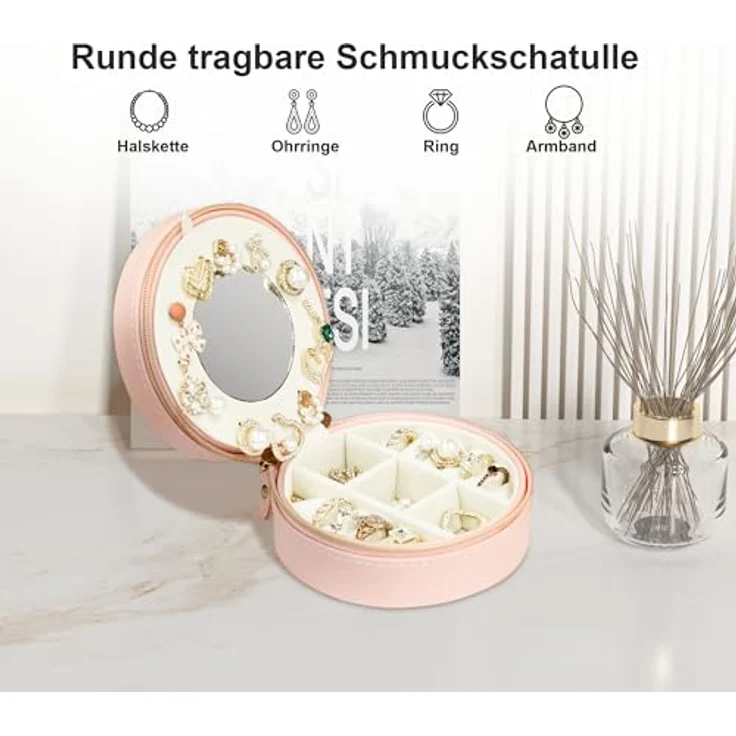 AdelDream Schmuckkasten Mini-Schmuckkästchen, Schmuckorganizer für Ringe Ohrringe Halsketten Armbänder – Bild 6