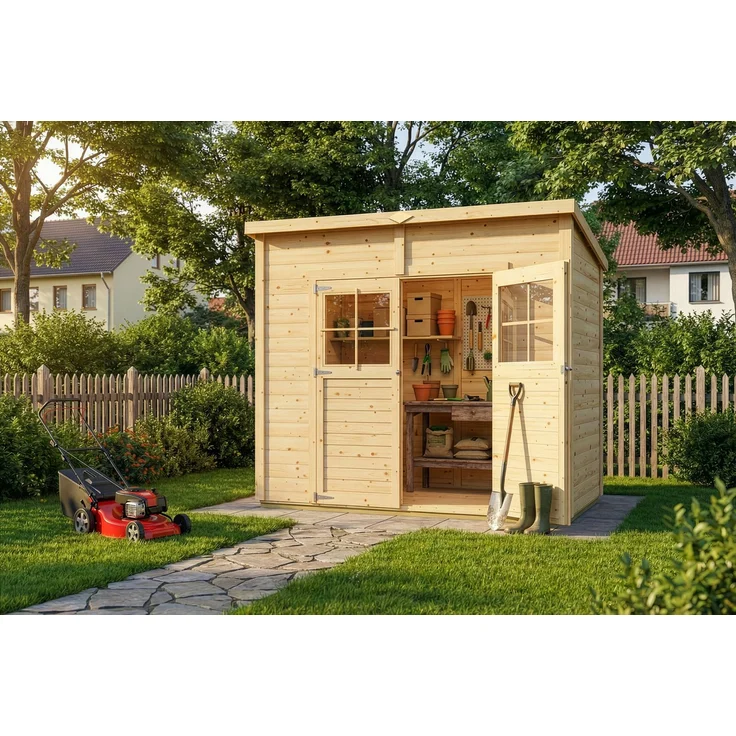 Alpholz Gerätehaus Alster Gerätehaus aus Holz Geräteschrank mit 19 mm Wandstärke Gartenhaus mit Montagematerial – Bild 2