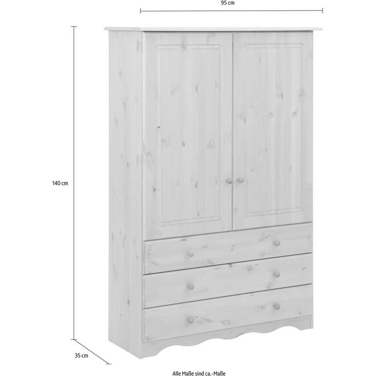 Home affaire Wäscheschrank Minik aus schönem massivem Kiefernholz, in unterschiedlichen Farbvarianten – Bild 3