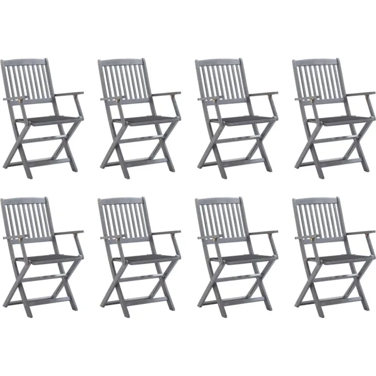 vidaXL Klappbare Gartenstühle 8 Stk. mit Kissen Massivholz Akazie 3078262