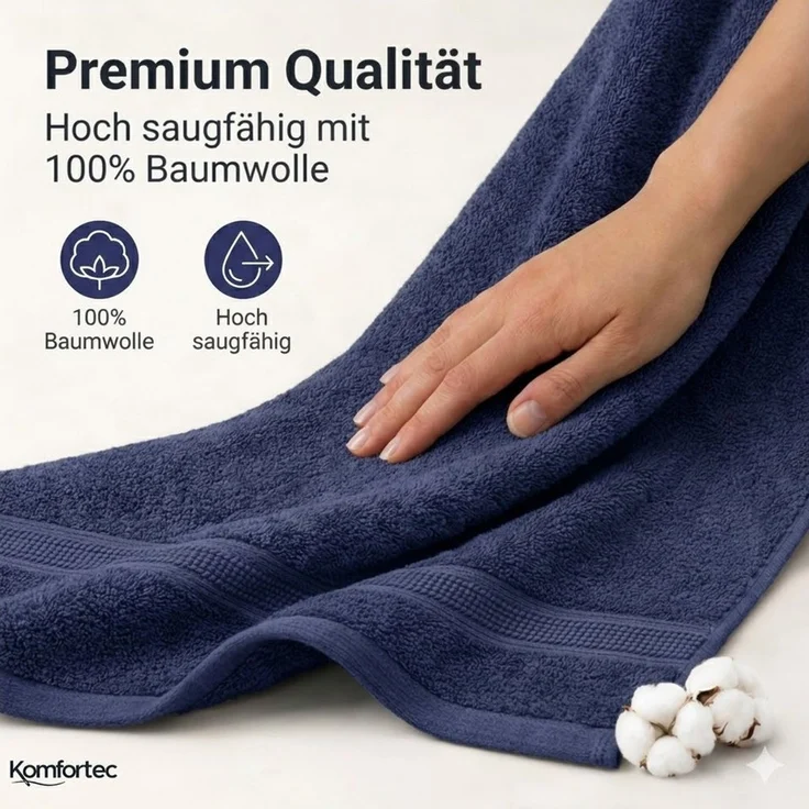 Komfortec Gästehandtücher Set aus 100% Baumwolle, (12-St) – Bild 2