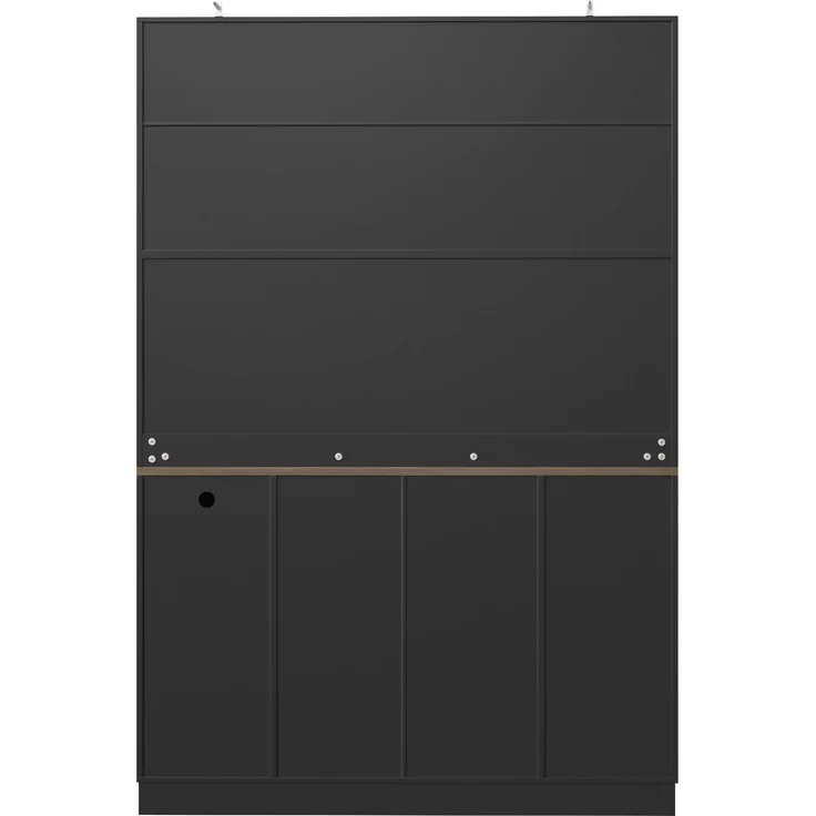 EINHOM Seitenschrank, Aufbewahrungsschrank, Küchenschrank, Anrichte, 120 x 36, 3 x 180 cm, mit LED-Beleuchtung und Steckdose, Sechs Türen, Zwei große Schubladen, Schwarz/weiß, Schwarz – Bild 6