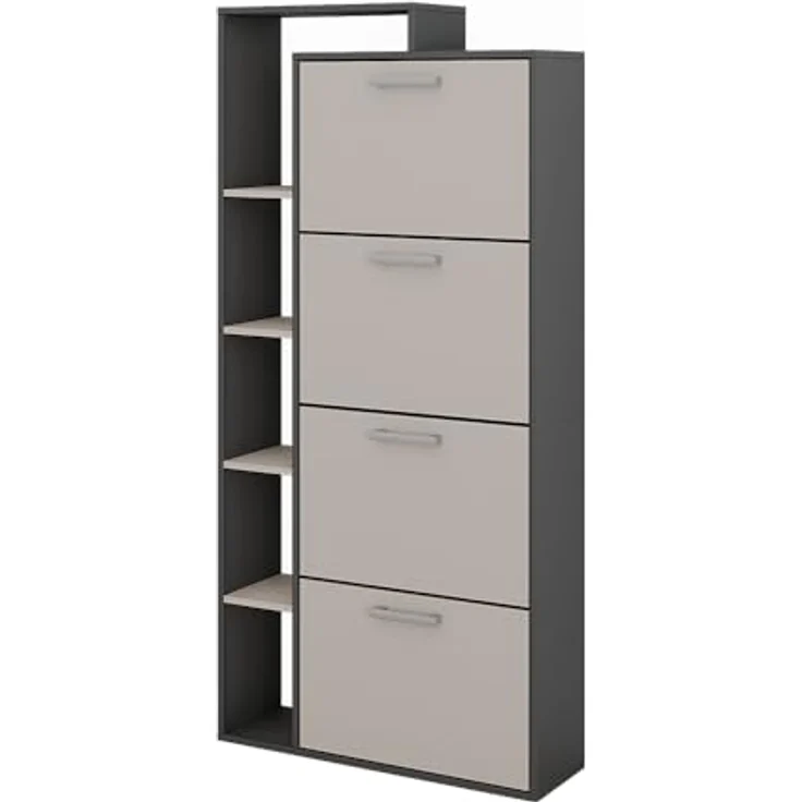 Vicco Schuhkipper Orlando, anthrazit, Schuhaufbewahrung aus Holzwerkstoff, 80x166.1x24.2 cm, 4 Fächer, platzsparend – Bild 1