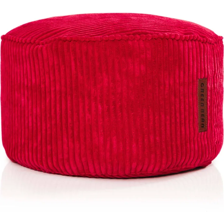 Green Bean® Indoor Sitzhocker Pouf 45x25cm EPS-Perlen Füllung & Cordstoff Kuschelig Weich Waschbar - Apfelrot