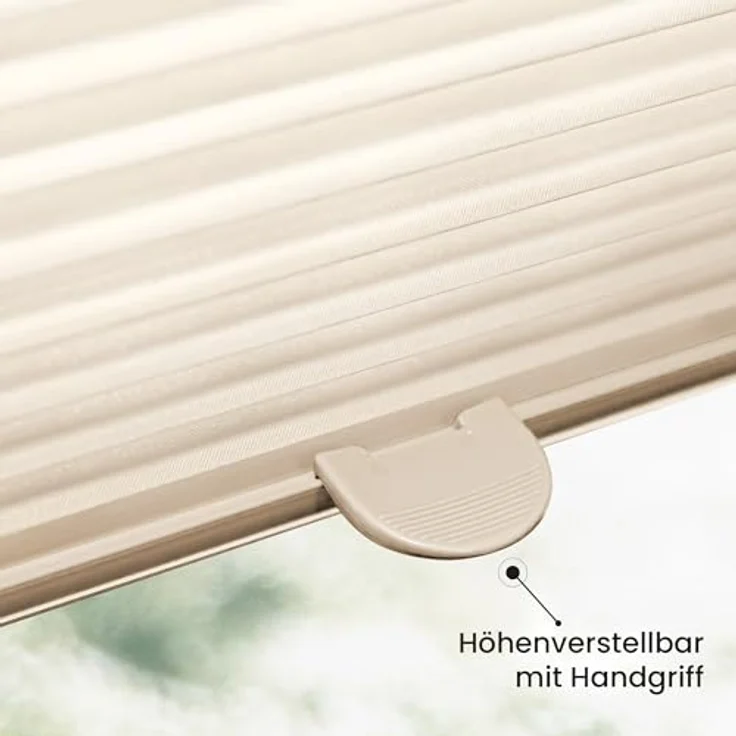 Sonello Plissee Klemmfix ohne Bohren 40cm x 120cm Hellcreme Faltrollo Plisseerollo Jalousie für Tür & Fenster Blickdicht Sichtschutz Sonnenschutz Fertifplissee Rollo – Bild 4