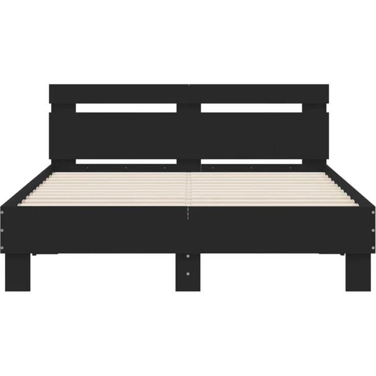 vidaXL Bett mit LED-Beleuchtung, Holz schwarz, 120x200 cm – Bild 7
