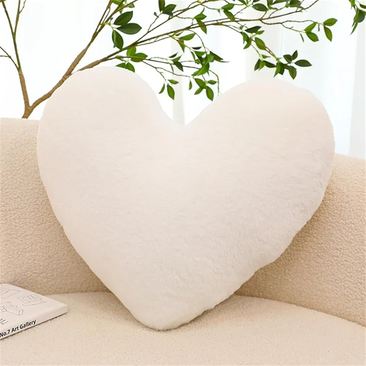 Herzkissen, Herz Kissen Kinderzimmer Decor, Kuschelkissen Kinder Herzform Dekokissen Kopfkissen Kissen Zierkissen für Mädchen & Jungen Zuhause Schlafzimmer Deko (Weißes Herz,50cm) – Bild 1