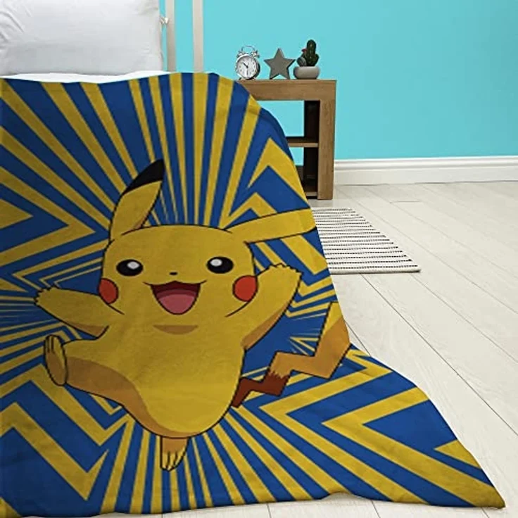 Kinderdecke Pokemon Go Pikatchu 160 x 200 cm weich und kuschelig Coral Fleecedecke, BERONAGE – Bild 4