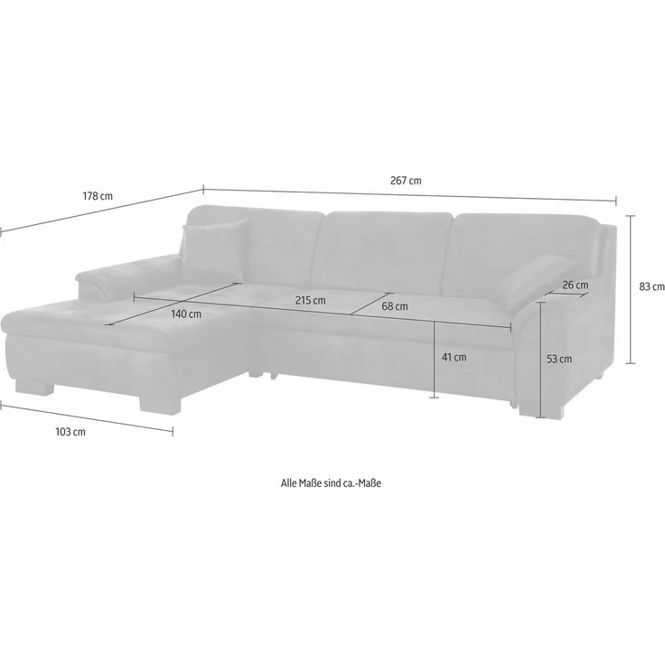 Home affaire Ecksofa BERGEN 267x178 cm, elegantes Design, whlw. mit Bettfunktion L-Form – Bild 3