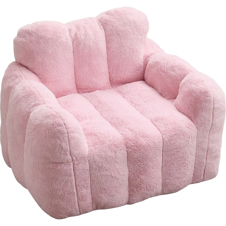 Sitzsack Rosa, 90cm×105cm×75cm – lotusförmiges Bodensofa aus weichem Plüsch – Bild 3