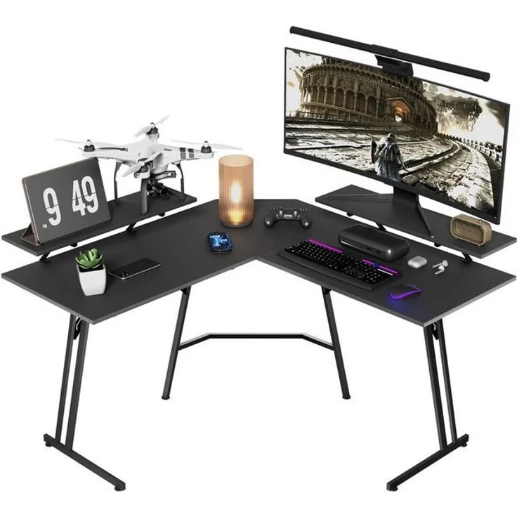 FIVMEN Schreibtisch Computertisch Gaming Tisch L-Frame PC Schreibtisch mit Tischplatte (1 Tisch), Gaming Schreibtisch inkl. Schwarze Kohlefaser für zu Hause/Büro – Bild 4