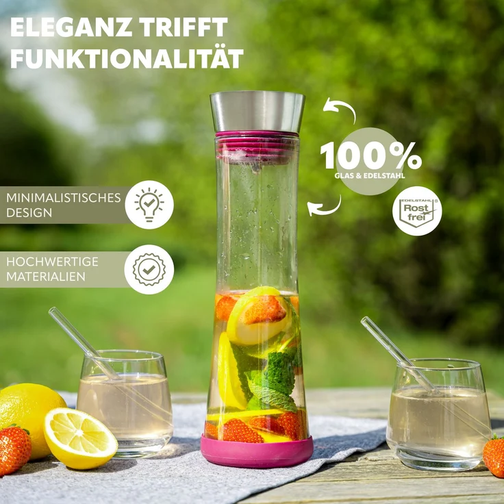 bremermann Karaffe CAROLA mit Silikonfuß - zerlegbarer Deckel - 1 Liter – Bild 2