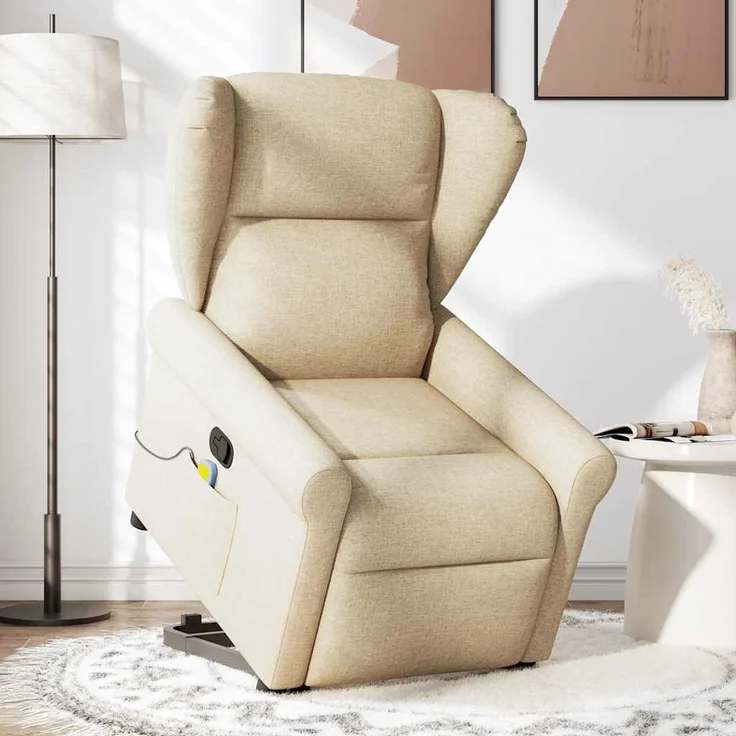 vidaXL Massagesessel mit Aufstehhilfe Creme Stoff 3303392 – Bild 1