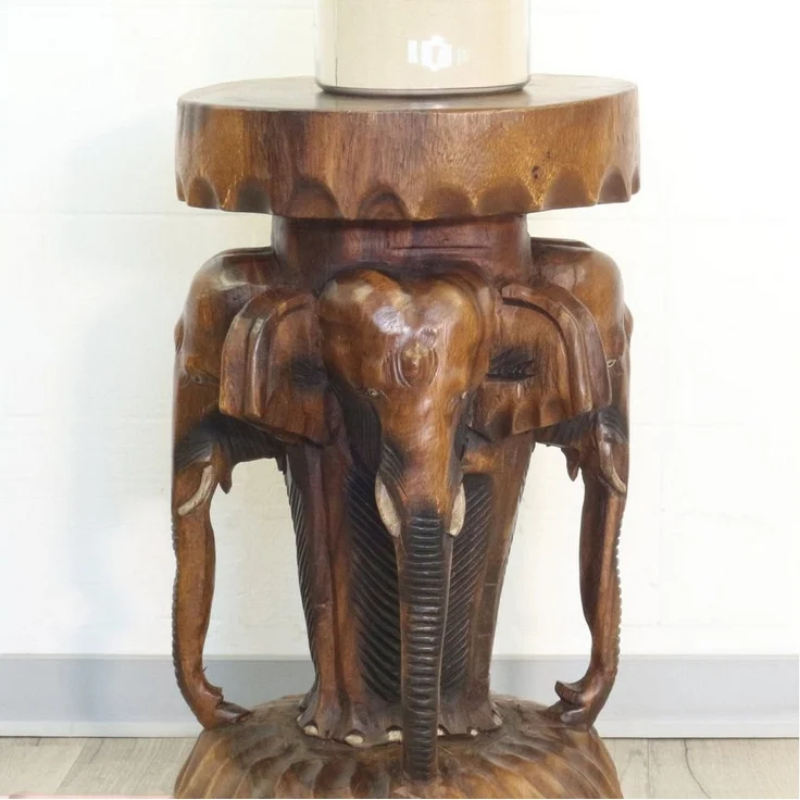 Oriental Galerie Blumenhocker Rundhocker Elefant 50 cm braun (1 St) – Bild 2