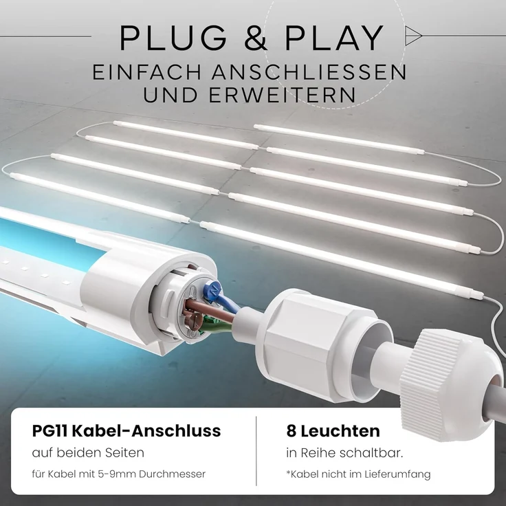 MATO 2x Feuchtraumleuchte LED 120cm - Wasserdicht IP65, 36W, 4320lm - 4000K Neutralweiß - Verknüpfbare Feuchtraumlampe - Wannenleuchte, Kellerleuchte, Garagenlampe, Werkstatt Deckenleuchte Lang – Bild 4