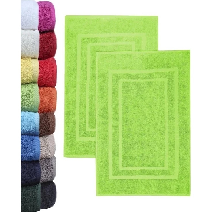 NatureMark 2er Pack Badvorleger Badematte | Premium Qualität | 100% Baumwolle | 50x80 cm | Duschvorleger Duschmatte Doppelpack | (2er Pack 50x80 cm, Apfel grün) – Bild 1