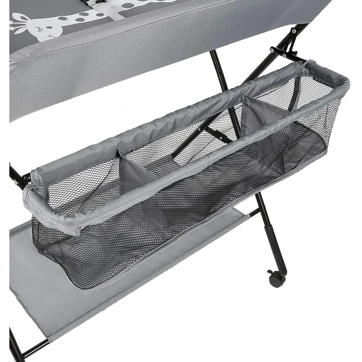 RELOVE Wickeltisch faltbar, mit Aufbewahrungskorb an der Seite, Struktur aus Eisen, max. Belastung 25 kg, für Neugeborene, ergonomisches Design, Wickeltisch, faltbar und tragbar (grau (80 x 66 x 98 – Bild 5