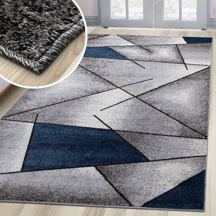 oKu-Tex Teppich Kurzflorteppich, modern, geometrisches Muster, Wohnzimmerteppich, rechteickig, Höhe: 11 mm, Teppich Wohnzimmer, Designteppich, meliert, weicher und dichter Flor – Bild 3