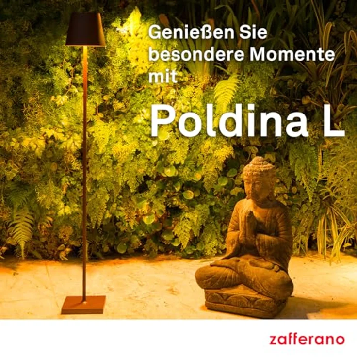 Zafferano, Poldina Lampe L, Kabellose, Wiederaufladbare Stehlampe mit Touch Control, Geeignet für Wohnzimmer und Außenbereich, Dimmer, 2200-3000 K, Höhenverstellbar 52-122 cm, Farbe Weiß – Bild 8