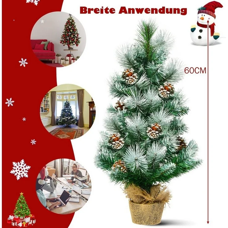 COSTWAY Künstlicher Weihnachtsbaum, 34 schneebedeckte Spitzen PVC Nadeln 60cm – Bild 3