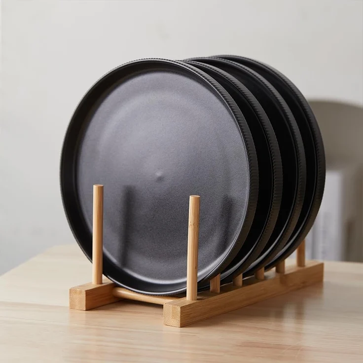 JIWOO Teller 4er Ø21,3cm, Speiseteller Steakteller Dessertteller Brotteller Plate, (4 St), Keramik Hochwertiges Tellerset Schwarz Mikrowellen spülmaschinenfest – Bild 6