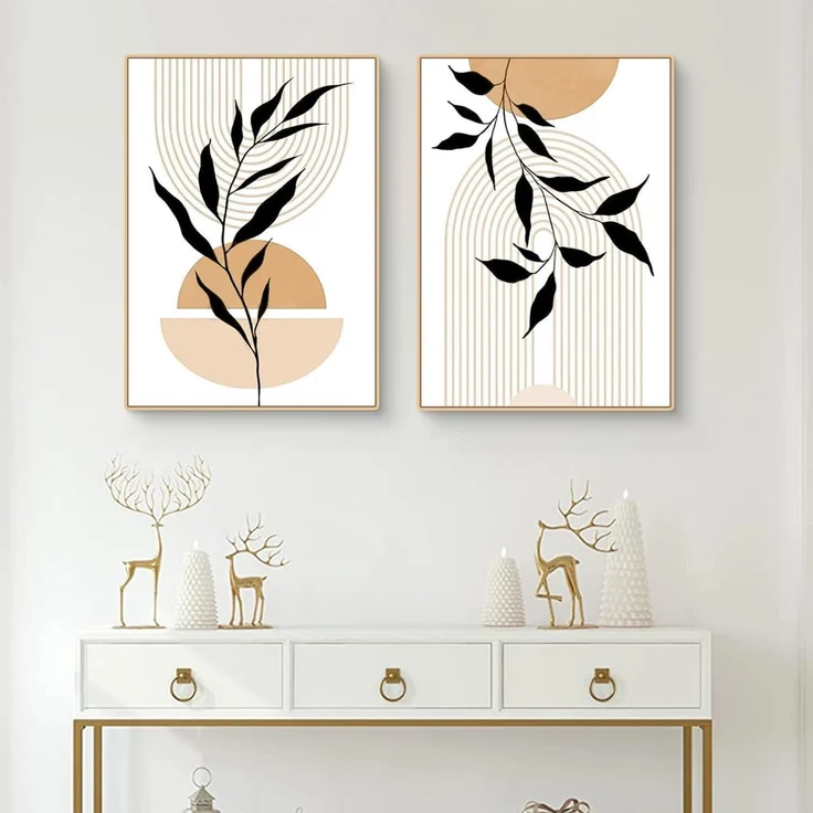 Poster Set 3teilig Boho Blätter Wohnzimmer Schlafzimmer J 50x70cm – Bild 3