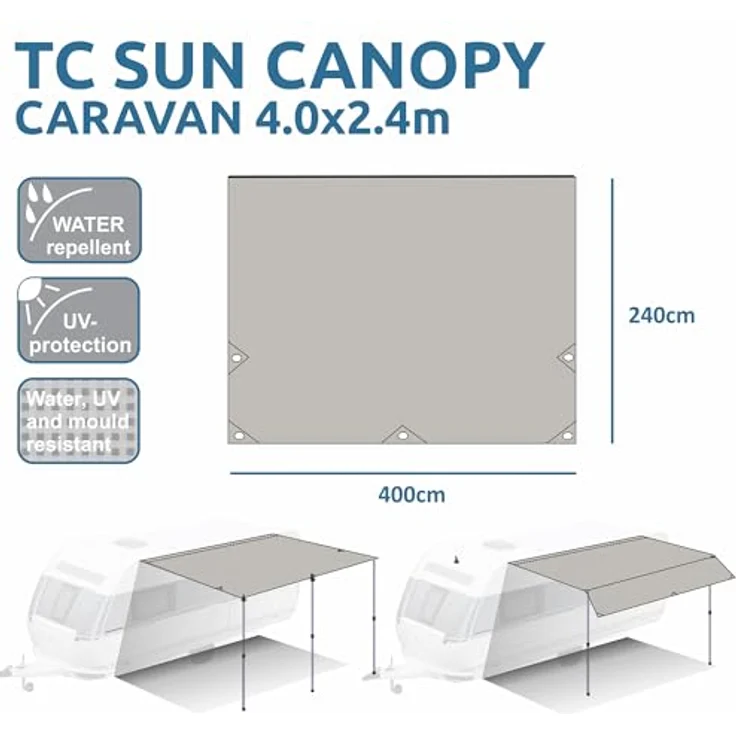 yourGEAR Sonnensegel your GEAR Caravan Tarp TC 400 x 240 - Wohnwagen Baumwoll-Sonnensegel – Bild 3