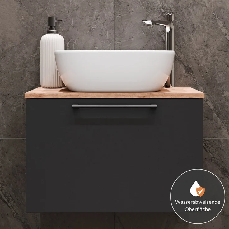 Planetmöbel Badmöbel-Set Astra, (Badezimmer Möbel im modernen Design, 2-St), Waschtisch und Waschbecken weiß – Bild 3